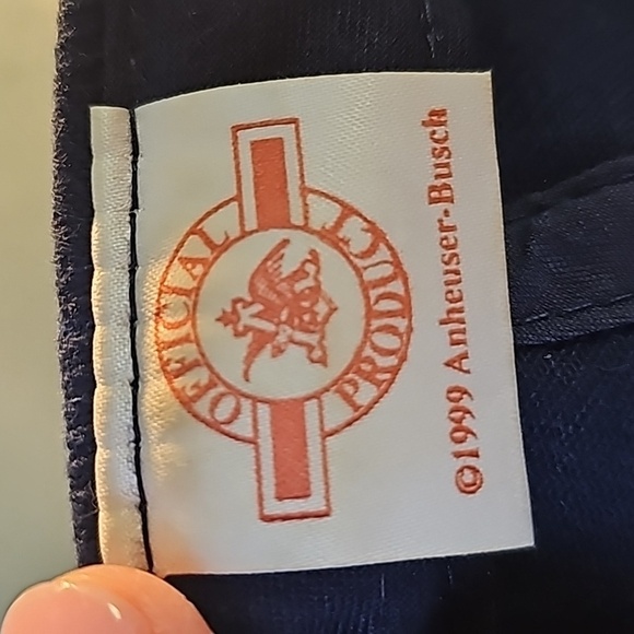 Budweiser hat, navy blue  and tan. 1999 Anheuser Bush. ADJUSTABLE - Picture 4 of 9